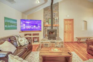 Smart TV, fireplace, table football