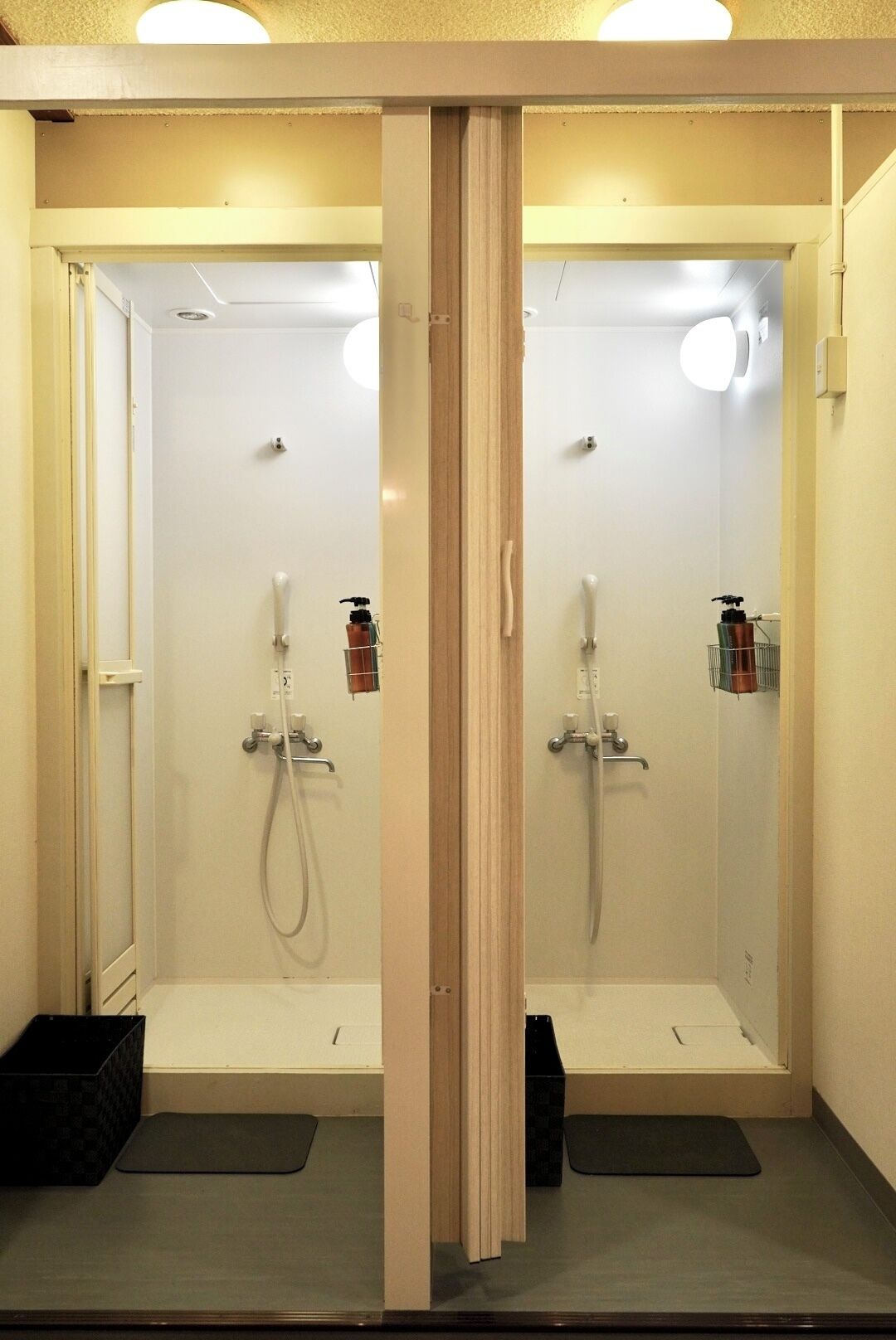 Shower, hair dryer, soap, shampoo