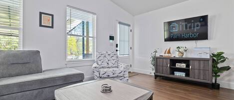 Smart-TV, DVD-Player, Tischfußball, Bücher