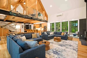 Smart TV, fireplace, table tennis, books