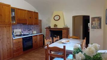 Fridge, oven, stovetop, cookware/dishes/utensils