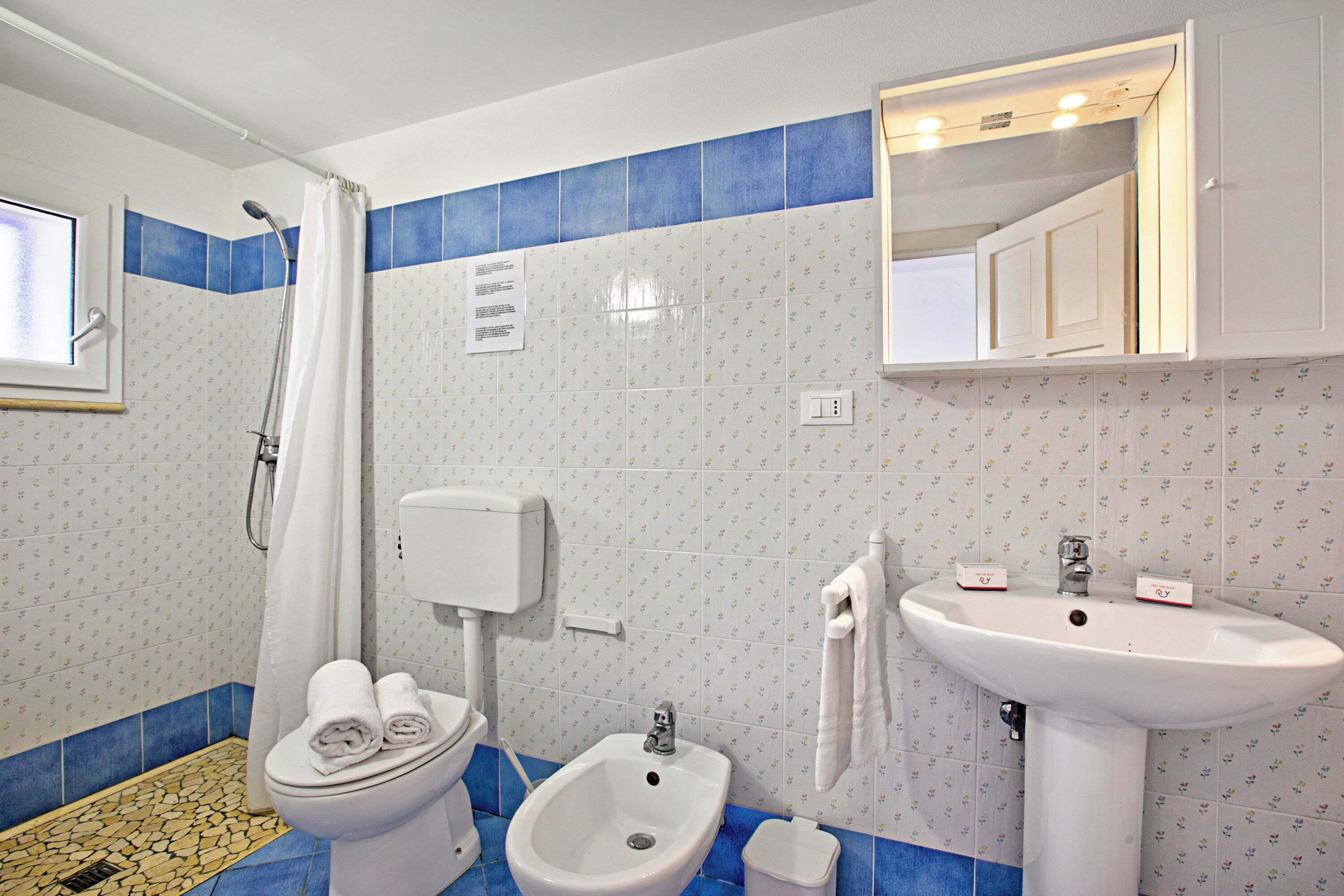 Standard Studio (Complesso Azzurro Mono 3 Near The) | Bathroom | Shower, hair dryer, bidet, towels