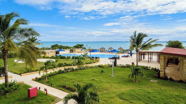 A resort with a pool, palm trees, and a beach view. - Treetop by Eight Continents, Zanzibar (Unguja Ukuu)