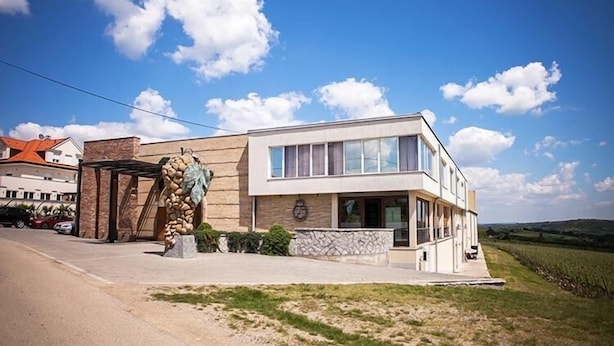 Un bâtiment moderne à deux étages, doté d’une façade en pierre, de grandes fenêtres et d’un jardin paysager à l’avant.