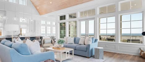 TV connectée, cheminée, lecteur de DVD, livres