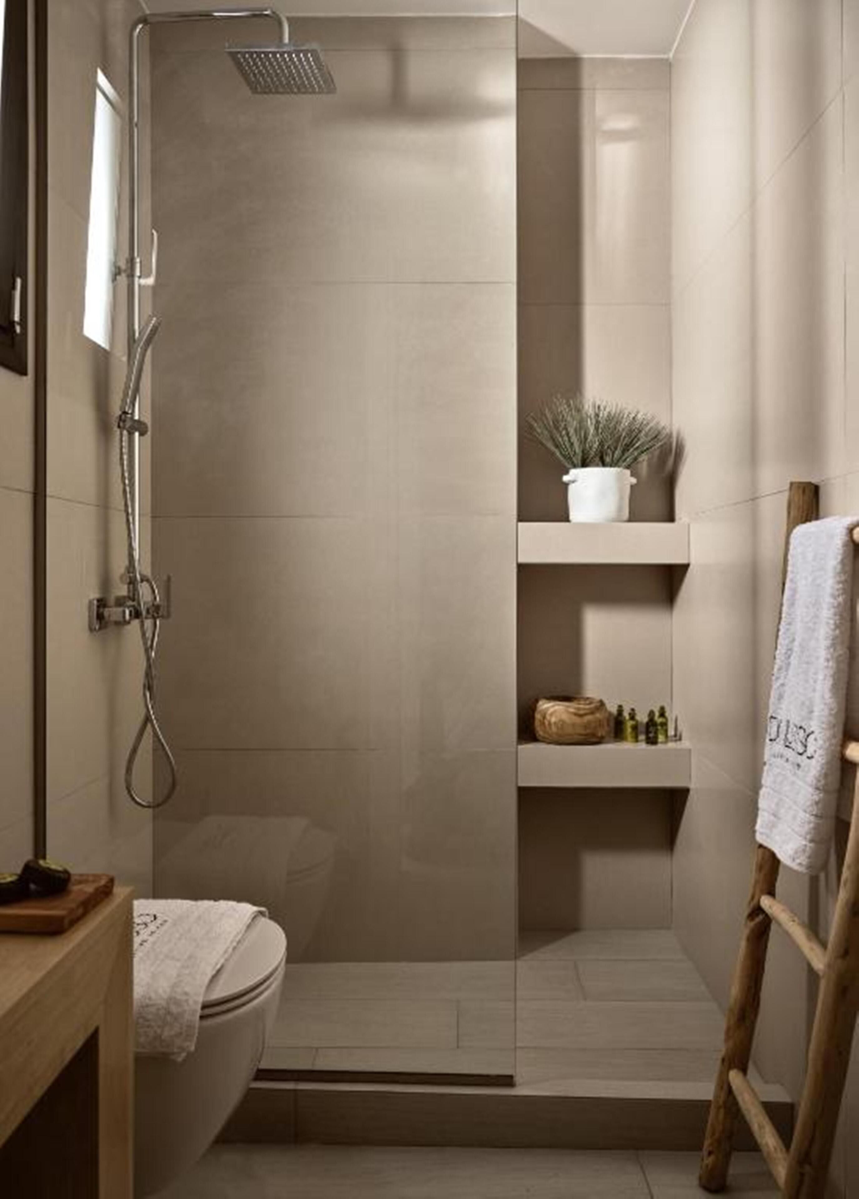 Shower, eco-friendly toiletries, hair dryer, towels
