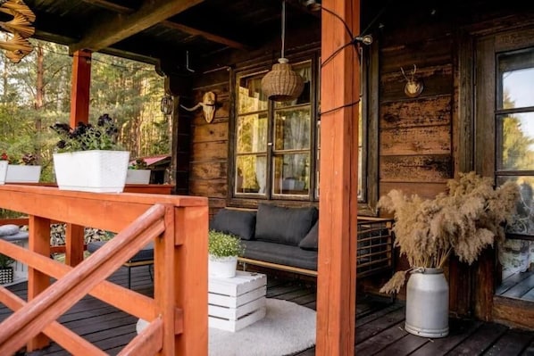 House, 3 Bedrooms, Smoking, Balcony | Terrace/patio - In The Woods Lodge With hot tub Inside Puszcza Knyszyśnka - Two-bedroom Villa (Suprasl)