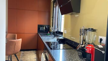 Comfort Apartment, Balcony, City View | Private kitchen