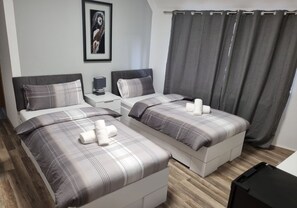 Standardværelse med 2 enkeltsenge - privat badeværelse - udsigt til gårdsplads | Gratis Wi-Fi