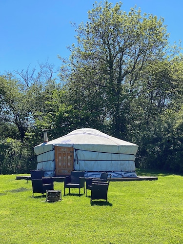 Glamping in a Mongolian yurt or shepherds hut in rural location in South Devon.