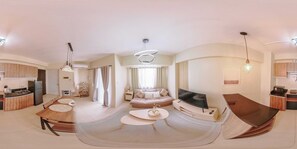 Appart'hôtel, 1 chambre, balcon, vue jardin | Salle de séjour
