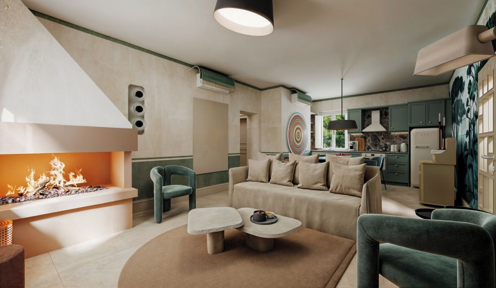 Departamento Deluxe, 2 habitaciones | Cocina privada | Refrigerador con congelador, horno, parrilla de estufa y lavavajillas 