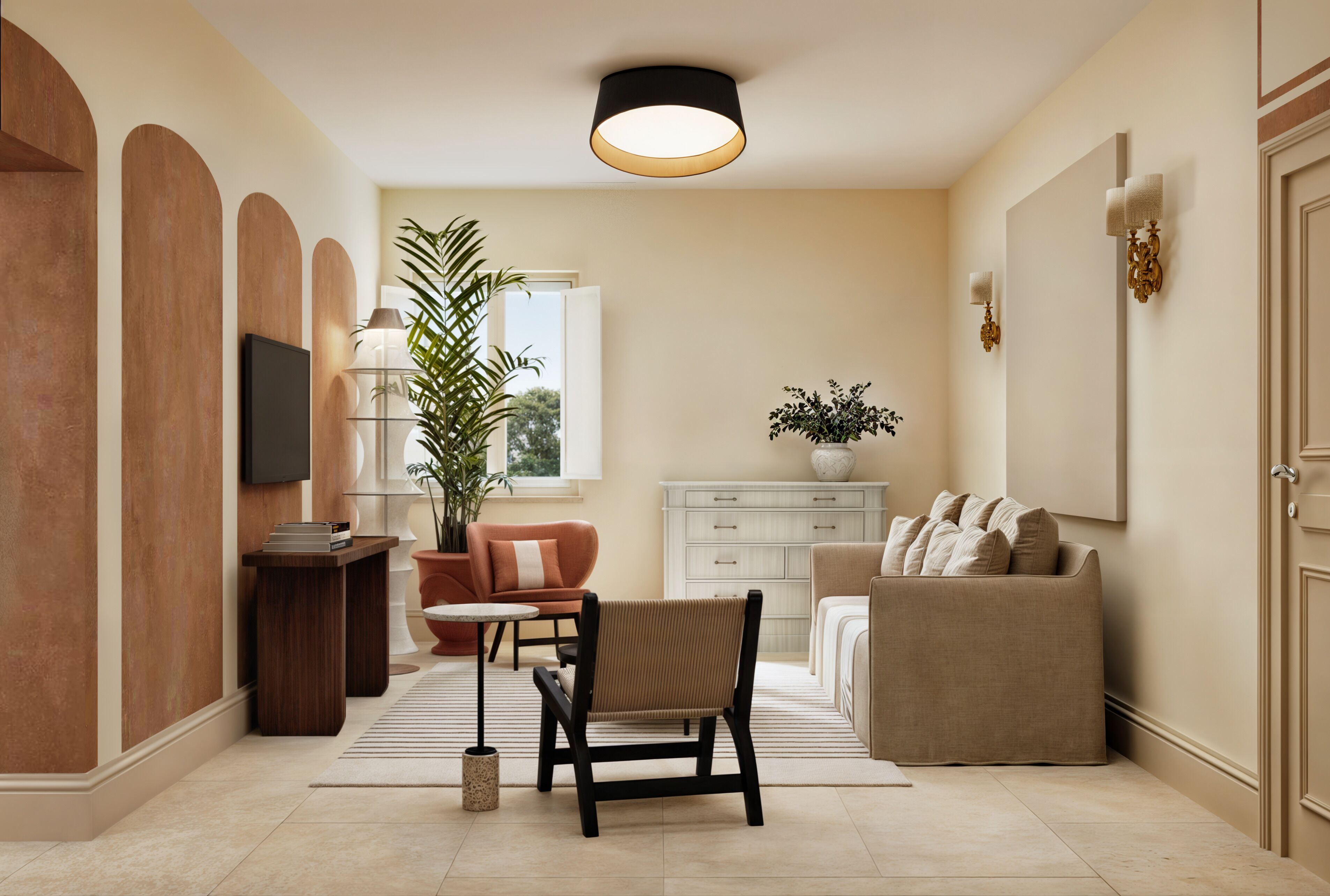 Departamento Deluxe, 1 habitación | Área de sala de estar
