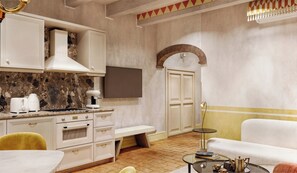 Classic Apartment, 2 Bedrooms | Private kitchen | Full-sized fridge, oven, stovetop, dishwasher