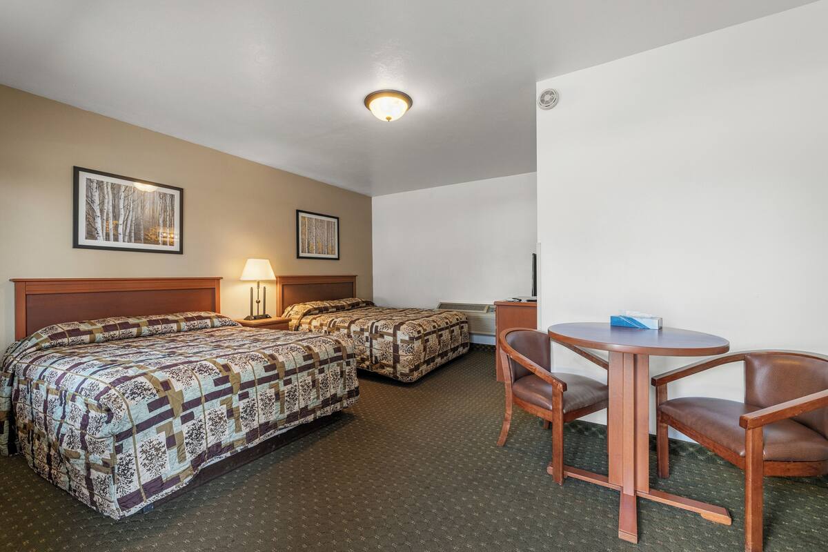 Classic Double Room, 2 Queen Beds, Non Smoking | Desk, laptop workspace, blackout drapes, iron/ironing board