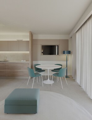 Leilighet – comfort, 1 soverom, fjellutsikt | Oppholdsområde | TV