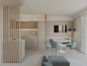 คอมฟอร์ทอพาร์ทเมนท์, 1 ห้องนอน, วิวภูเขา | บริเวณนั่งเล่น | ทีวี