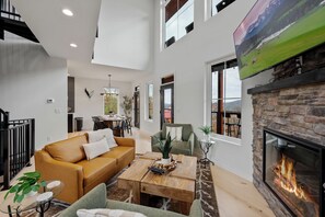 Smart TV, fireplace, video games, video library