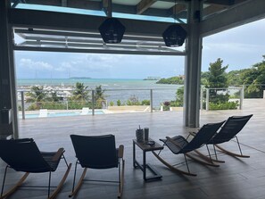 Terrace/patio - Stunning ocean front villa with pool and power generator. 10min drive to beach (Fajardo)