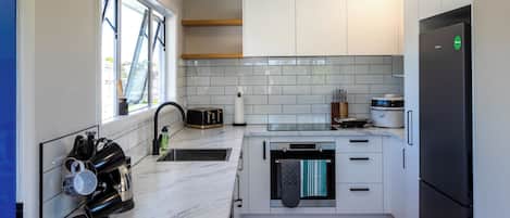 Fridge, microwave, dishwasher, toaster