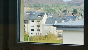 A residential area with houses and a hill in the background. - Charming 3 bedrooms with a cozy terrace (Walferdange)