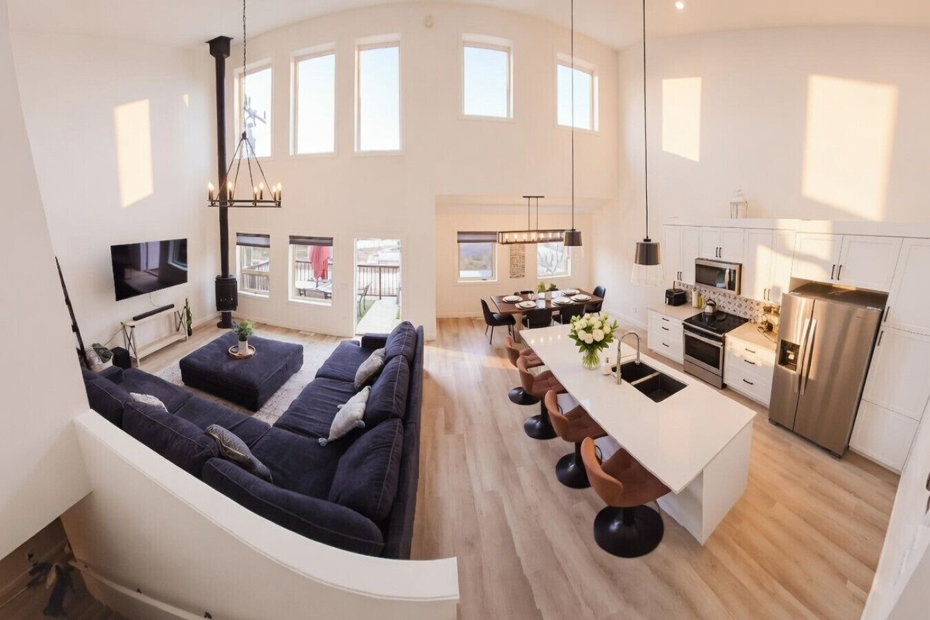 Smart TV, fireplace, video games, stereo
