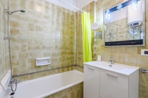 Hair dryer, towels, toilet paper