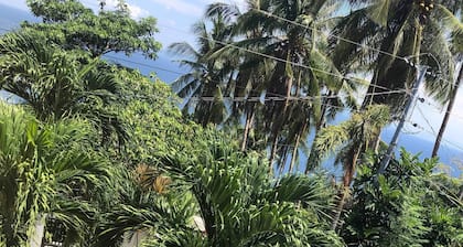 Studio apartment with pool and ocean views .