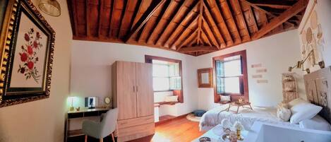 1 bedroom, desk, iron/ironing board, travel cot