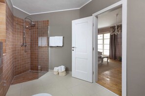 Regadera, secadora de cabello, bidet, toallas