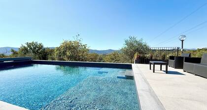 Swimming pool,Sauna,Jacuzzi,Barbecue,A/C,Billiards,WiFi,5minutes from the sea and downtown