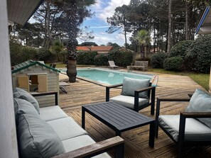 Pool - Magnificent villa with swimming pool for 7 people at the foot of the dunes (BISCARROSSE PLAGE)