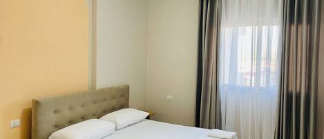 1 bedroom, desk, iron/ironing board, travel cot