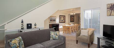 TV, fireplace, DVD player