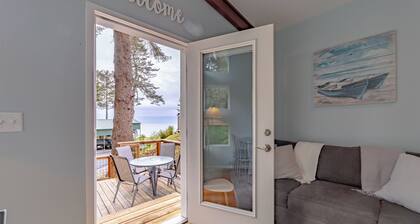Comfy oceanside retreat, forested creekside setting, expansive grounds over ocean bluffs