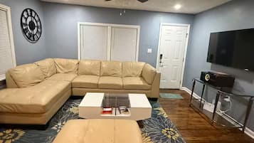 Smart TV, books, music library, stereo