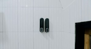 Shower, bidet, towels, soap
