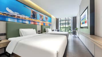 Chambre Luxe, 2 lits doubles, salle de bains attenante, vue ville