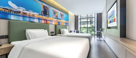 Luxury Room, 2 Double Beds, Ensuite, City View | Premium bedding, down comforters, iron/ironing board, free WiFi