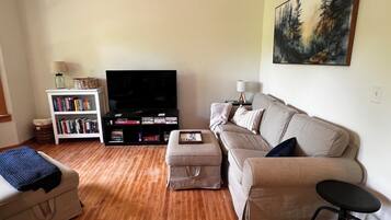 TV connectée, lecteur de DVD, livres, vidéothèque