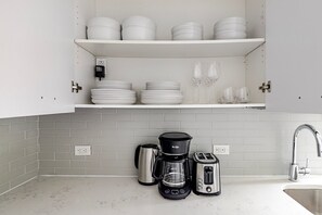 Fridge, microwave, oven, dishwasher