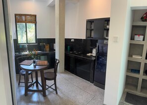 Microwave, oven, stovetop, electric kettle