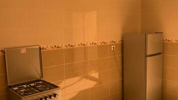Fridge, oven, stovetop, electric kettle