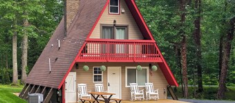 Hot Tub, Fire Pit & Patio: A-Frame Stafford Cabin