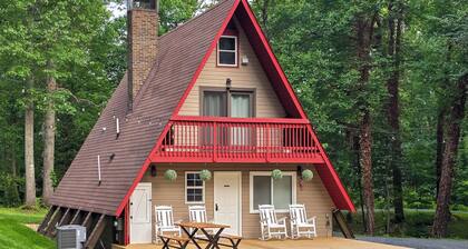 Hot Tub, Fire Pit & Patio: A-Frame Stafford Cabin