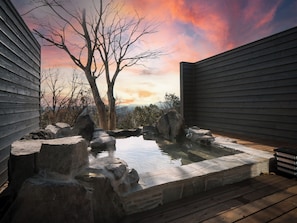 [Tegogawa]Twinroom with open-air bath, Non Smoking | Bathroom | Separate tub and shower, spring water tub, free toiletries, hair dryer - Kirinosato (Kirishima)