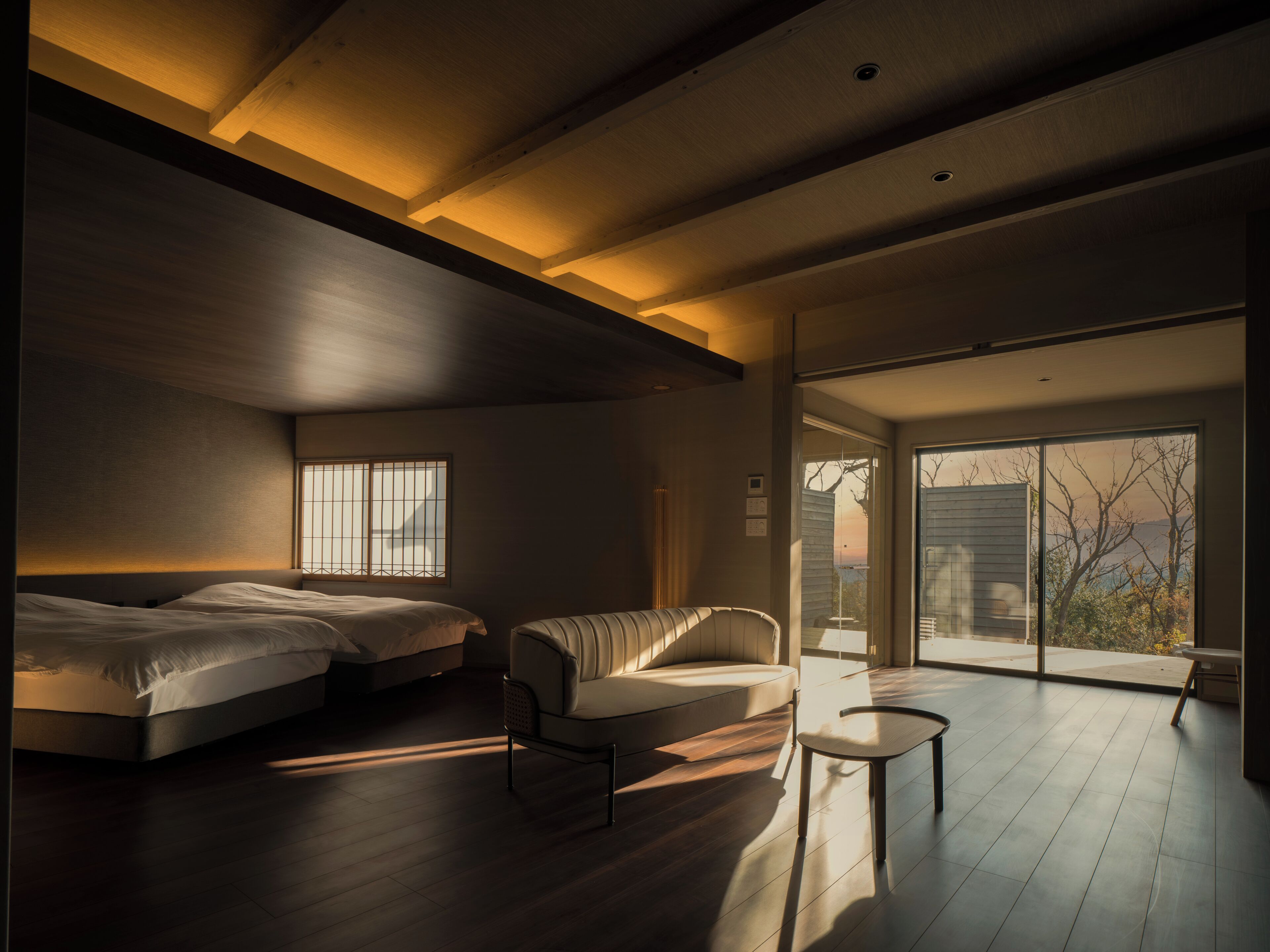 [Kenkougawa]Twinroom with open-air bath, Non Smoking | Down comforters, in-room safe, desk, free WiFi