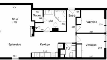 A hotel floor plan with a balcony, spa, kitchen, and ensuite bathroom.