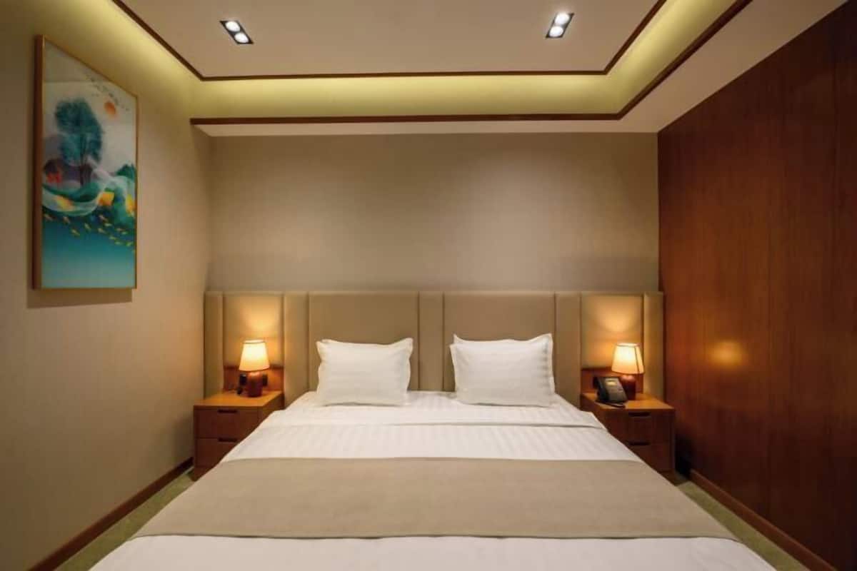 Minibar, desk, laptop workspace, soundproofing