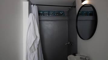 Hair dryer, towels, toilet paper